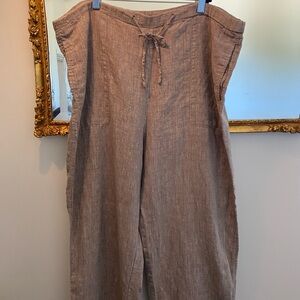 Casual Brown Linen Pants
